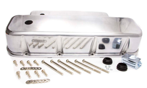 Valve Cover - Tall - 3.688 in Height - Baffled - Breather Holes - Hardware Included - Aluminum - Polished - Big Block Chevy - Pair