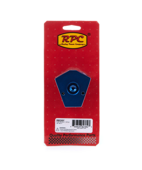 Fitting - Y Block - 3/8 in NPT Female Inlet - Dual 3/8 in NPT Female Outlets - 3/8 in NPT Female Gauge Port - Aluminum - Blue Anodized - Each