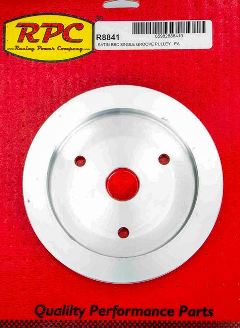 Crankshaft Pulley - V-Belt - 1 Groove - 6.6 in Diameter - Aluminum - Satin - Short Water Pump - Big Block Chevy - Each