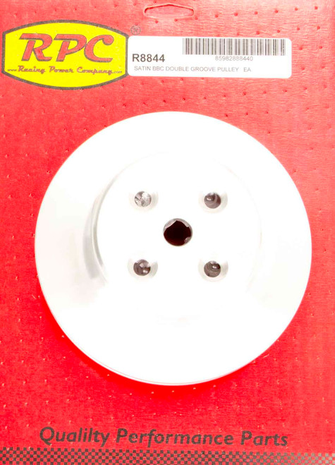 Water Pump Pulley - V-Belt - 2 Groove - 6.6 in Diameter - Aluminum - Satin - Long Water Pump - Big Block Chevy - Each