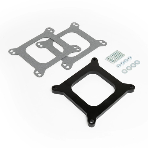 Carburetor Spacer - 0.5 in Thick - Open - Square Bore - Gaskets / Hardware Included - Phenolic - Black - Each