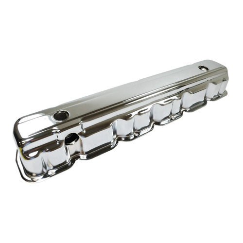 Valve Cover - Short - 3.5 in Height - Baffled - Breather Holes - Steel - Chrome - GM Inline-6 - Each Valve Cover - Short - 3.5 in Height - Baffled - Breather Holes - Steel - Chrome - GM Inline-6 - Each