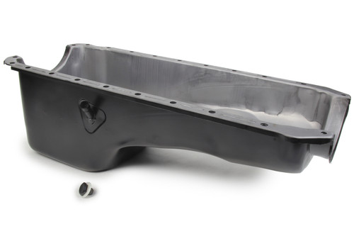 Engine Oil Pan - Rear Sump - 4 qt - Stock Depth - Steel - Black Paint - 2-Piece Seal - Big Block Chevy - Each