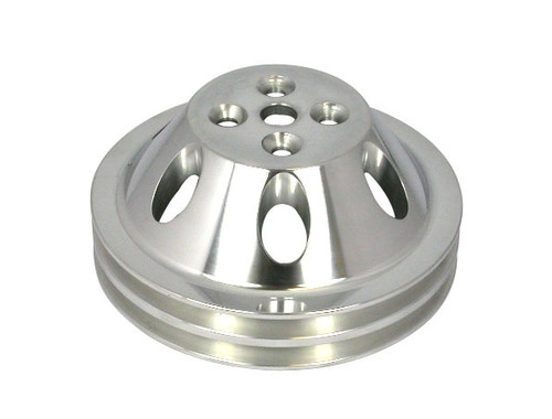Water Pump Pulley - V-Belt - 2 Groove - 6.6 in Diameter - Aluminum - Polished - Short Water Pump - Small Block Chevy - Each