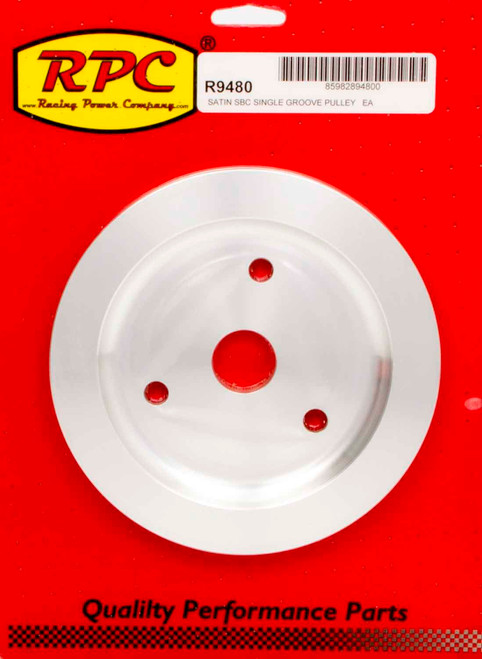 Crankshaft Pulley - V-Belt - 1 Groove - 6.6 in Diameter - Aluminum - Satin - Short Water Pump - Small Block Chevy - Each Crankshaft Pulley - V-Belt - 1 Groove - 6.6 in Diameter - Aluminum - Satin - Short Water Pump - Small Block Chevy - Each
