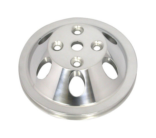 Water Pump Pulley - V-Belt - 1 Groove - 6.6 in Diameter - Aluminum - Polished - Long Water Pump - Small Block Chevy - Each