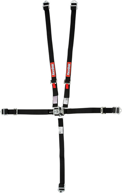 Harness - 5 Point - Latch and Link - SFI 16.2 - Pull Up Adjust - Bolt-In / Wrap Around - Individual Harness - Black - Jr Dragster / Quarter Midget - Kit