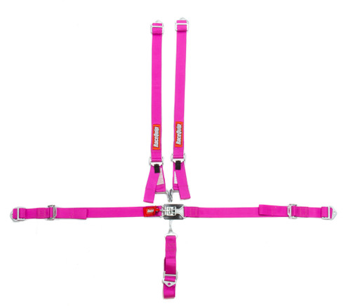 Harness - 5 Point - Latch and Link - SFI 16.2 - Pull Up Adjust - Bolt-In / Wrap Around - Individual Harness - Pink - Jr Dragster / Quarter Midget - Kit