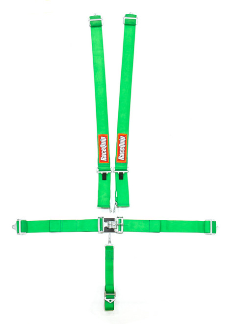 Harness - 5 Point - Latch and Link - SFI 16.1 - Pull Down Adjust - Bolt-In / Wrap Around - Individual Harness - Green - Kit