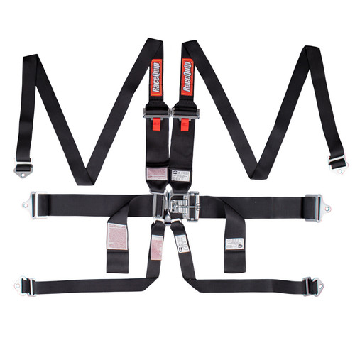 Harness - HNR / HANS - 6 Point - Latch and Link - SFI 16.1 - Pull Down Adjust - Bolt-In / Wrap Around - Individual Harness - Black - Kit