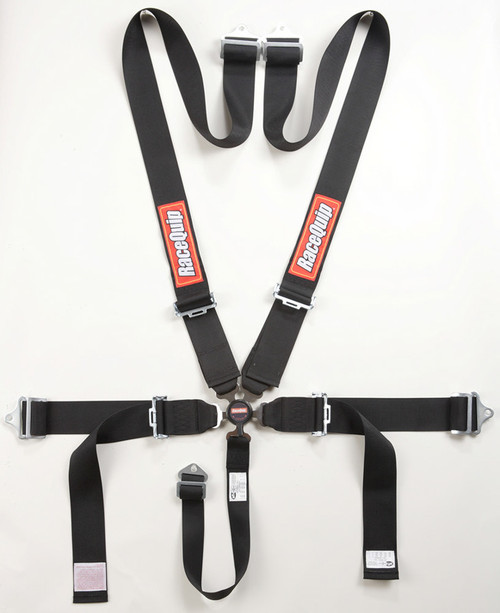 Harness - Sportsman - 5 Point - Camlock - SFI 16.1 - Pull Down Adjust - Bolt-In / Wrap Around - Individual Harness - Black - Kit