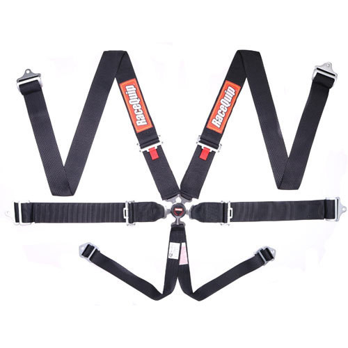 Harness - Sportsman - 6 Point - Camlock - SFI 16.1 - Pull Down Adjust - Bolt-In / Wrap Around - Individual Harness - Black - Kit