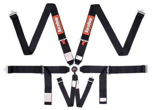 Harness - Sportsman - 6 Point - Camlock - SFI 16.1 - Pull up Adjust - Bolt-In / Wrap Around - Individual Harness - Black - Kit