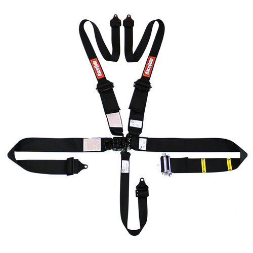 Harness - 5 Point - Ratchet - Latch and Link - SFI 16.1 - Pull Down Adjust - Bolt-In / Wrap Around - Hans - Individual Harness - Black - Kit