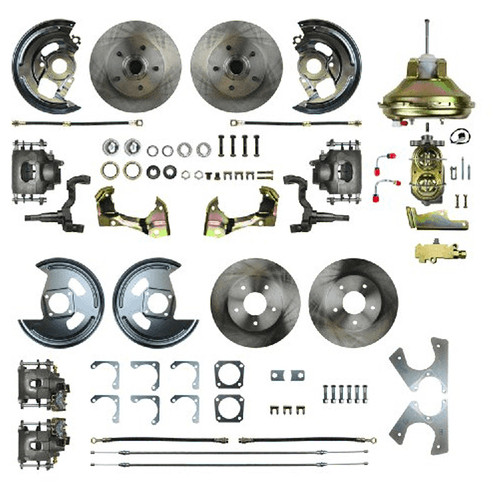 Brake System - 4 Wheel Power Disc Conversion - Complete - 1 Piston Caliper - 11.00 in Plain Rotors - Iron - Natural - GM F-Body 1967 - Kit Brake System - 4 Wheel Power Disc Conversion - Complete - 1 Piston Caliper - 11.00 in Plain Rotors - Iron - Natural - GM F-Body 1967 - Kit