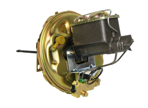 Master Cylinder and Booster - 1.125 in Bore - Dual Integral Reservoir - 11 in OD - Single Diaphragm - Steel - Cadmium - GM F-Body 1971-81 - Kit Master Cylinder and Booster - 1.125 in Bore - Dual Integral Reservoir - 11 in OD - Single Diaphragm - Steel - Cadmium - GM F-Body 1971-81 - Kit