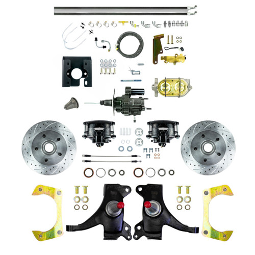 Brake System - Street Series - Disc Conversion - Hydro Boost - Front - 1 Piston Caliper - 11.000 in Rotors - 2 in Drop Spindles - Iron - Black Powder Coat - 2WD - GM Fullsize Truck 1971-72 - Kit Brake System - Street Series - Disc Conversion - Hydro Boost - Front - 1 Piston Caliper - 11.000 in Rotors - 2 in Drop Spindles - Iron - Black Powder Coat - 2WD - GM Fullsize Truck 1971-72 - Kit