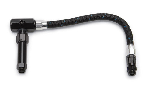 Carburetor Fuel Line - 3/8 in NPT Female Inlet - Dual 7/8-20 in Male Outlets - Braided Nylon Hose - Black / Silver - Holley 4150 - Kit