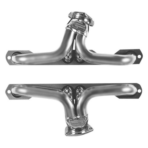 Headers - Shorty - 1.5 in Primary - 2.5 in Collector - Hardware Included - Steel - Natural - Small Block Chevy - GM Fullsize Truck 1955-92 - Pair