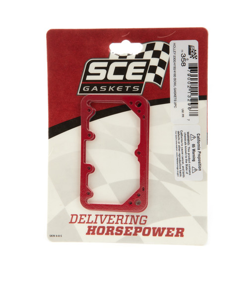 Fuel Bowl Gasket - 0.063 in Thick - Non-Stick - Composite - Red - Holley 2300 / 4150 / 4160 Carburetors - Pair