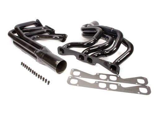 Headers - Street Stock - 1.75 to 1.875 in Primary - 3.5 in Collector - Gaskets / Hardware Included - Steel - Black Paint - Stock Clip - Small Block Chevy - Kit Headers - Street Stock - 1.75 to 1.875 in Primary - 3.5 in Collector - Gaskets / Hardware Included - Steel - Black Paint - Stock Clip - Small Block Chevy - Kit