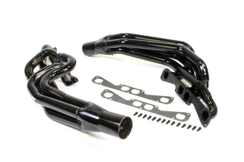 Headers - Conventional Crossover - 1.75 to 1.875 in Primary - 3.5 in Collector - Gaskets / Hardware Included - Spread Port - Steel - Black Paint - Small Block Chevy - Pair Headers - Conventional Crossover - 1.75 to 1.875 in Primary - 3.5 in Collector - Gaskets / Hardware Included - Spread Port - Steel - Black Paint - Small Block Chevy - Pair