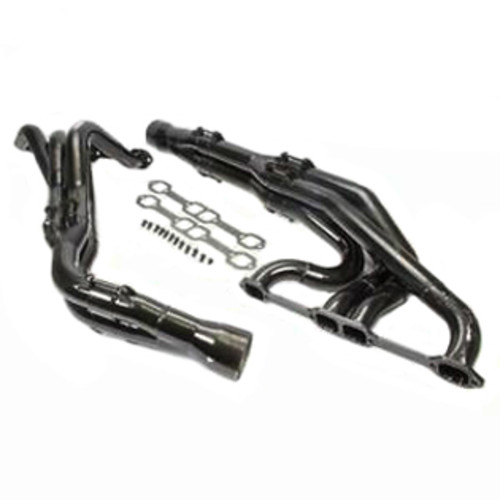 Headers - Dirt Late Model - Tri-Y - 1.75 to 1.875 in Primary - 3.5 in Collector - Gaskets / Hardware Included - Steel - Black Paint - GM LS-Series - Pair Headers - Dirt Late Model - Tri-Y - 1.75 to 1.875 in Primary - 3.5 in Collector - Gaskets / Hardware Included - Steel - Black Paint - GM LS-Series - Pair