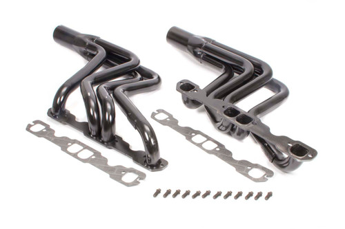 Headers - Street Stock - 1.625 in Primary - 3 in Collector - Gaskets / Hardware Included - Steel - Black Paint - Small Block Chevy - GM A-Body / F-Body / X-Body - Pair Headers - Street Stock - 1.625 in Primary - 3 in Collector - Gaskets / Hardware Included - Steel - Black Paint - Small Block Chevy - GM A-Body / F-Body / X-Body - Pair