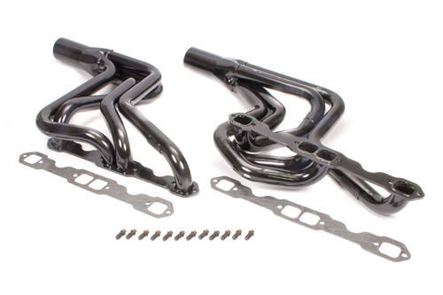 Headers - Street Stock - 1.75 in Primary - 3.5 in Collector - Gaskets / Hardware Included - Steel - Black Paint - Small Block Chevy - GM A-Body / F-Body / G-Body - Pair