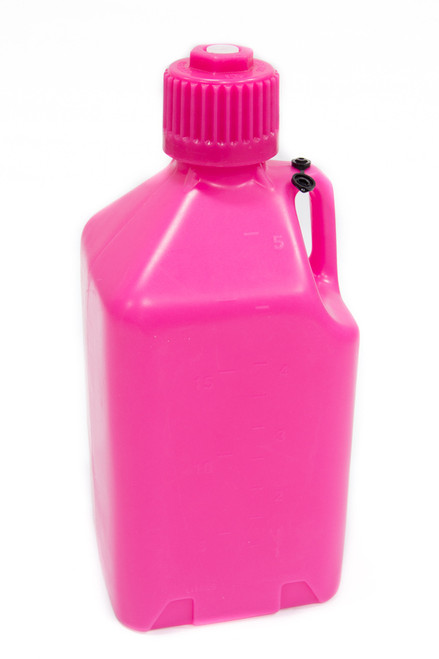 Utility Jug - 5 gal - 9.5 x 9.5 x 21.75 in Tall - Gasket Seal Cap - Flip-Up Vent - Square - Plastic - Glow Pink - Each