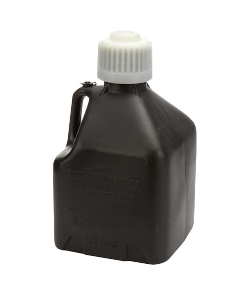 Utility Jug - 3 gal - 9.5 x 9.5 x 16 in Tall - Gasket Seal Cap - Flip-Up Vent - Square - Plastic - Black - Each