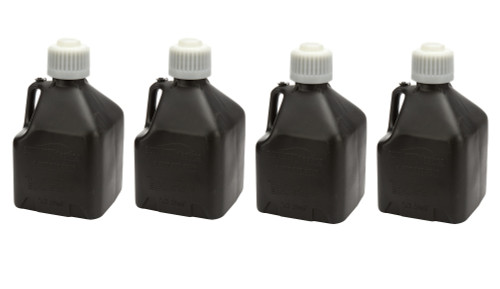 Utility Jug - 3 gal - 9.5 x 9.5 x 16 in Tall - Gasket Seal Cap - Flip-Up Vent - Square - Plastic - Black - Set of 4