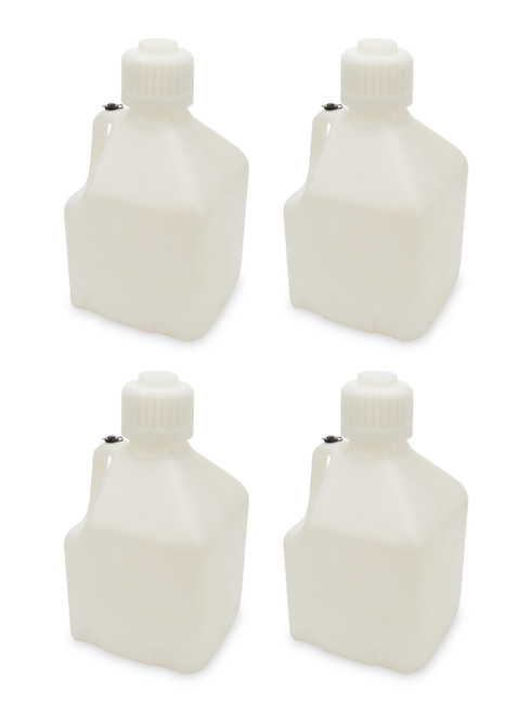 Utility Jug - 3 gal - 9.5 x 9.5 x 16 in Tall - Gasket Seal Cap - Flip-Up Vent - Square - Plastic - White - Set of 4