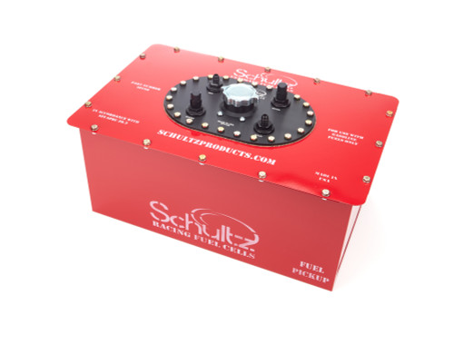 Fuel Cell - Ultimate Series - 8 gal - 20.5 in Wide x 12.5 in Deep x 9.13 in Tall - 6 AN Male Outlet - 6 AN Return - 6 AN Vent - Steel - Red Powder Coat - Each