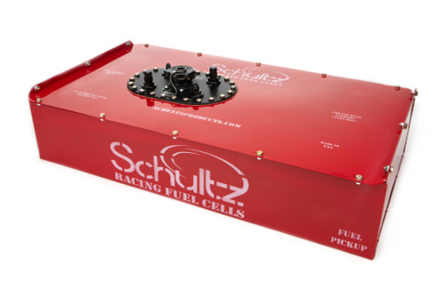 Fuel Cell - Ultimate Series - 17 gal - 34 in Wide x 17.5 in Deep - 7.13 in Tall - 8 AN Male Outlet - 6 AN Return - 6 AN Vent - Steel - Red Powder Coat - Each