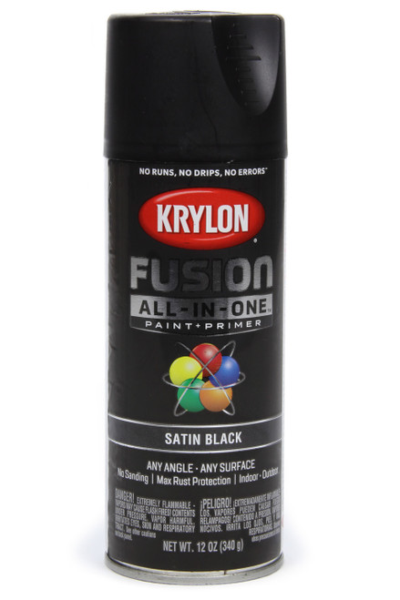 Paint - Krylon Fusion - Satin Black - 12 oz Aerosol - Each