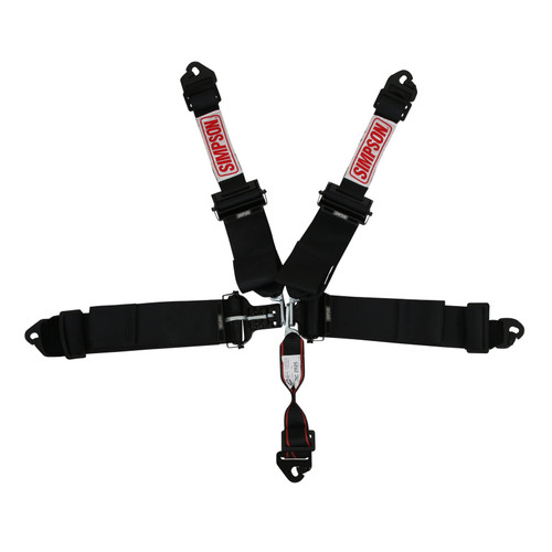 Harness - 5 Point - Latch and Link - SFI 16.1 - Pull Down Adjust - Clip-In - HANS Ready - Black - Kit