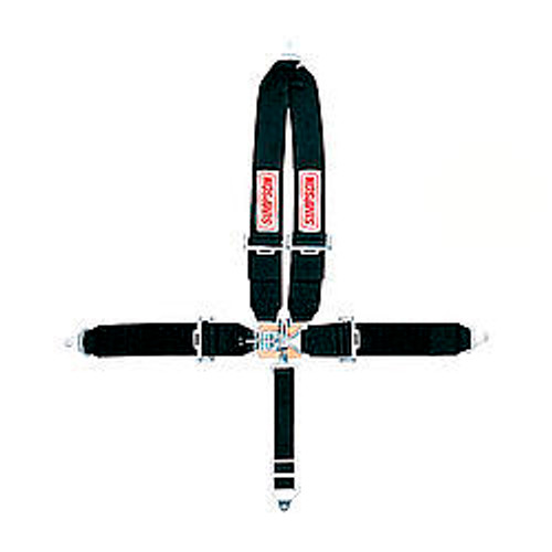 Harness - 5 Point - Latch and Link - SFI 16.1 - Pull Down Adjust - Bolt-In - V-Type Harness - Black - Kit