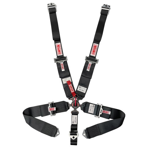 Harness - 5 Point - Camlock - SFI 16.1 - 55 in Length - Pull Down Adjust - Bolt-In / Wrap Around - Individual Harness - Black - Kit Harness - 5 Point - Camlock - SFI 16.1 - 55 in Length - Pull Down Adjust - Bolt-In / Wrap Around - Individual Harness - Black - Kit
