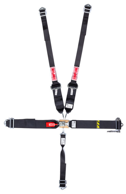 Harness - 5 Point - Platinum Plus - Latch and Link - SFI 16.1 - Pull Down / Left Side Steel Ratchet Adjuster - Bolt-In / Wrap Around - Individual Harness - Black - Kit