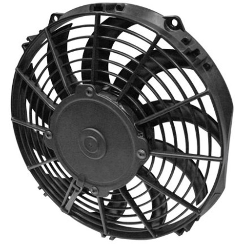 Electric Cooling Fan - Low Profile - 10 in Fan - Pusher - 797 CFM - 12V - Curved Blade - 11.25 x 10.563 in - 2 in Thick - Plastic - Each