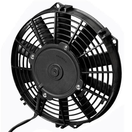 Electric Cooling Fan - Low Profile - 9 in Fan - Puller - 625 CFM - 24V - 12V - Straight Blade - 9.75 in Diameter - 2 in Thick - Plastic - Each