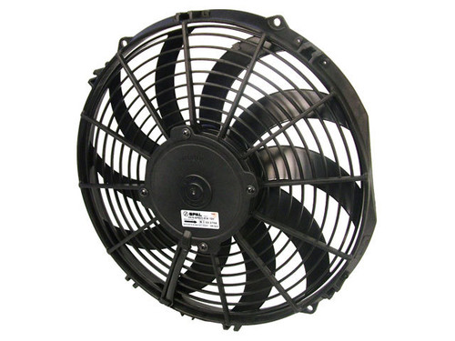 Electric Cooling Fan - Medium Profile - 12 in Fan - Puller - 1226 CFM - 12V - Curved Blade - 13.25 x 12.625 in - 2.5 in Thick - Plastic - Each