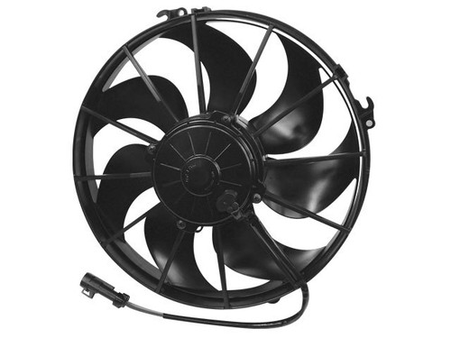 Electric Cooling Fan - High Output - 12 in Fan - Puller - 1870 CFM - 12V - Curved Blade - 13 in Square - 4.375 in Thick - Plastic - Each
