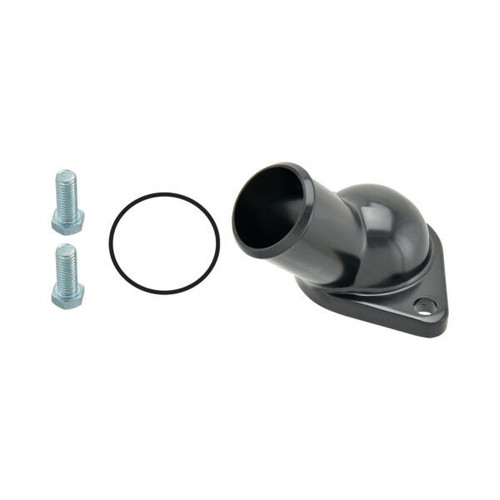 Water Neck - 45 Degree - 1-1/2 in ID Hose - O-Ring - Hardware Included - Steel - Black Paint - Chevy V8 - Each
