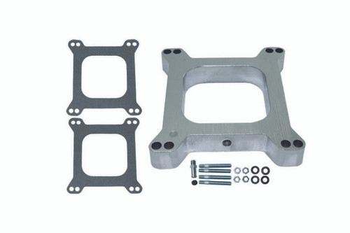 Carburetor Adapter - 1 in Thick - Open - Square Bore to Square Bore - Gaskets / Hardware Included - Aluminum - Natural - Each Carburetor Adapter - 1 in Thick - Open - Square Bore to Square Bore - Gaskets / Hardware Included - Aluminum - Natural - Each