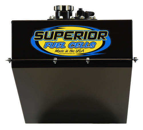 Fuel Cell and Can - 16 gal - SFI - 20.75 in Deep x 16.5 in Wide - 10 AN Male Outlet - 8 AN Male Return - 6 AN Rollover Valve - Foam - Steel - Black Powder Coat - Dirt Late Model / Modified - Each