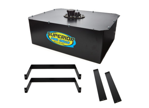 Fuel Cell and Can - 17 gal - 18.322 in Deep x 26.072 in Wide - 10 AN Male Outlet - 8 AN Male Return - 6 AN Rollover Valve - Steel - Black Powder Coat - Each