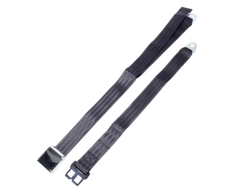 Seat Belt - Lap - Airplane Lift Buckle - Bolt-In - Floor Mount - Polyester - Black - Each
