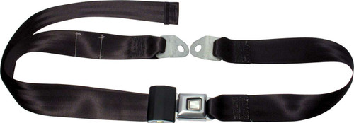 Seat Belt - Lap - Push Button Buckle - Bolt-In - Floor Mount - Polyester - Black - Each